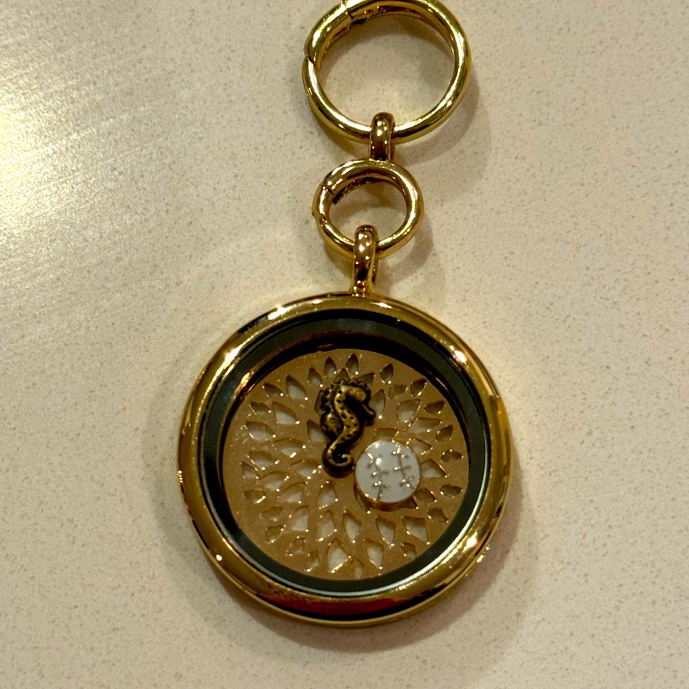 Origami Owl Gold Necklace with 2 charms